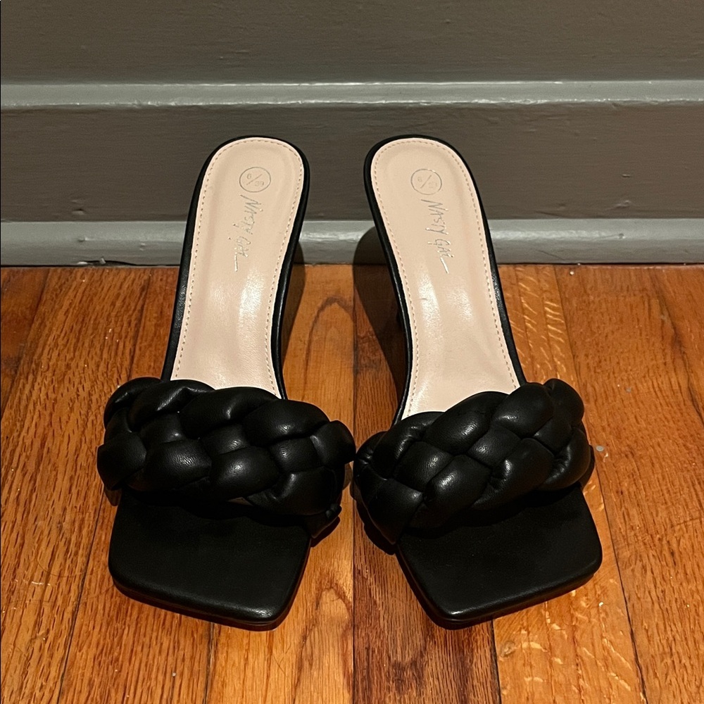 Nasty Gal Black Braided Mules